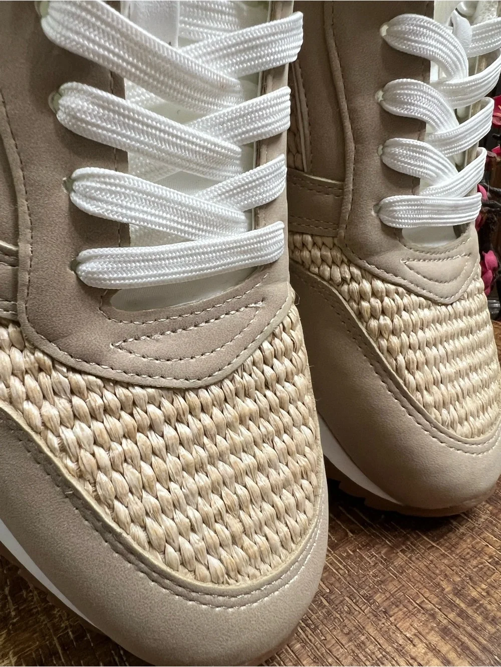 Steve Madden Kinkade Raffia Sneakers Woven Platform Casual Summer Shoes Size 9